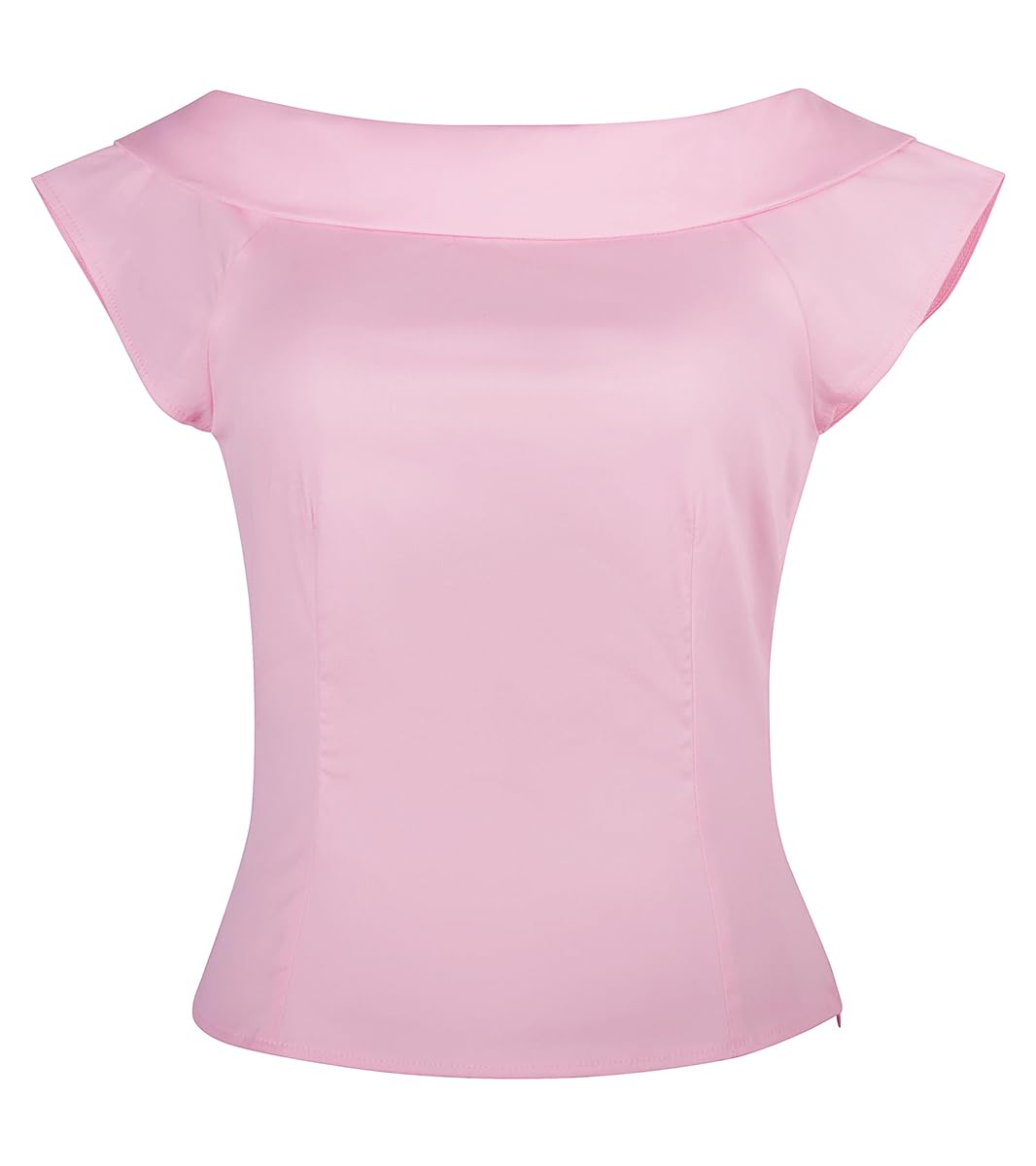 Photo 1 of YARN & INK Women's 1950s Vintage Pinup Tops Back Bow Tie Cute Rockabilly Swing Work Formal Shirt, Cap Sleeves Casual Blouse for Women (Pink,M)
