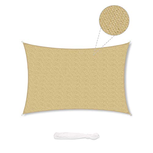 Sekey Sonnensegel 2x3m, Sonnenschutz, Rechteckig HDPE-Kunststoff, Winddicht Wasserdurchlässig UV-beständig Atmungsaktiv…