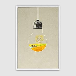 Framed Canvas Wall Art Bottle and Bulb Canvas Prints Home Artwork Decoration for Living Room,Bedroom - 16x24 inches