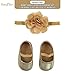 Rising Star Baby Girl's Shoes and Headband Gift Box Set, Gold Flower, 6-12 Months