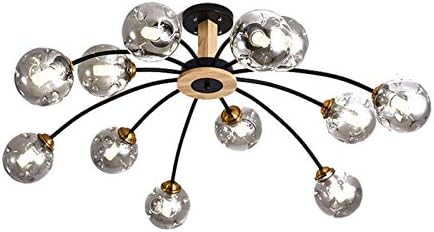 ノルディックガラスボールバブルの天井の照明の照明山の北欧の産業現代のシャンデリアの黒い金属と木製のランプ居間のキッチンオフィス 送料無料 一部地域を除く 黒と煤煙カバー125 48cm