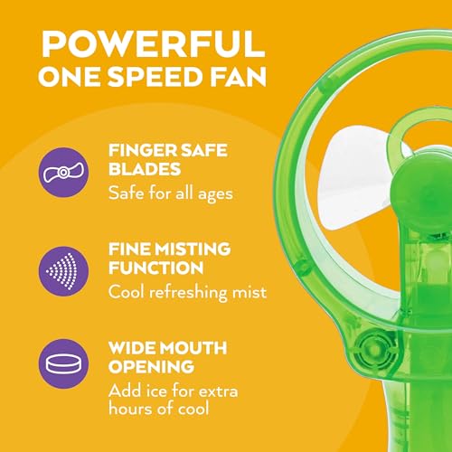 O2COOL Deluxe Handheld Battery Powered Water Misting Fan (Green)