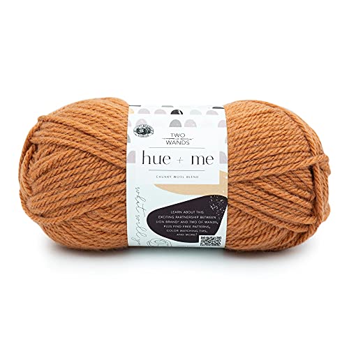 Lion Brand Yarn Hue+Me, Soft, Bulky Wool Blend Yarn for Knitting, Crochet, and Crafts, Grapefruit, 1 Pack