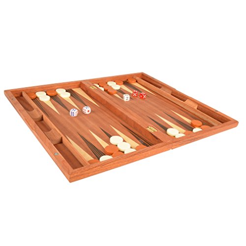17' Backgammon Game Set w/ Wood Inlay Board and Accessories