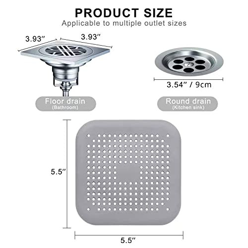 Silikon Abfluss Schutzfilter, Boden Abflusssieb, Abfluss Haarfänger 6er-Pack Reinigen für Badezimmer, Badewanne und Küche, Weiß und Grau