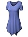 TWINTH Basic Tunic Top Plus Size Short Sleeve V-Neck Violet XL