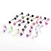 Dragonpad Colorful Stainless Steel Ball Barbell Curved Eyebrow Rings Bars Tragus Piercing, 20 Piece