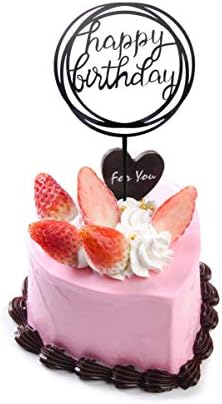 Ledmomo ケーキトッパー Happy Birthday かわいい お誕生日おめでとう ゴールドケーキトッパー 誕生日パーティー装飾 ケーキ装飾用品 ケーキ挿入カード 誕生日 飾り付け ケーキデコレーション用品 ブラック ローズレッド B07wvcn3g7 446円