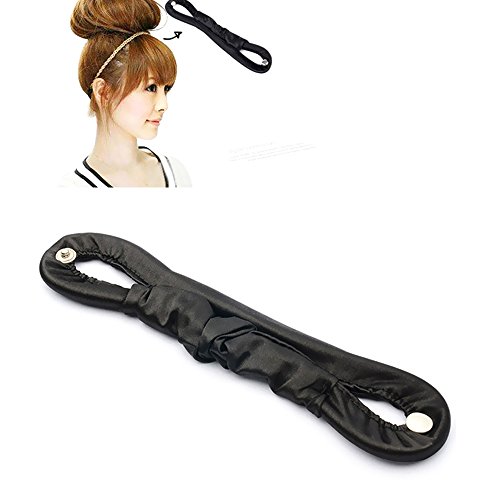 Iebeauty2 PCS New Metal Button Wrinkled Fabric Hair Styling Buns Donut Ring Shape Clip Twist Hair Stick - Thumbnail 6