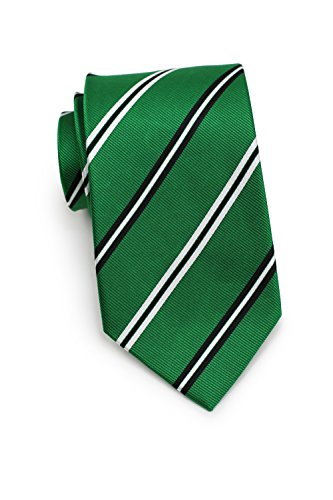 Bows-N-Ties Men's Necktie Thin Repp Striped Silk Satin Tie 3.25 Inches (Emerald Green)
