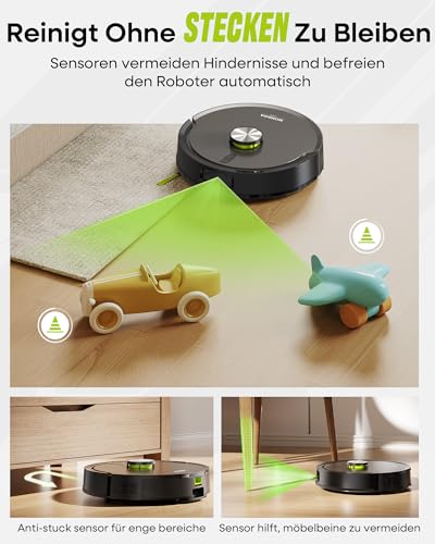 MONSGA Saugroboter mit Wischfunktion 8000PA, Staubsauger Roboter mit Absaugstation 4L, LiDAR Navigation,Dual Anti-Tangle System,4-in-1 Saug und Wischroboter ideal für Teppich Tierhaare, APP Steuerung