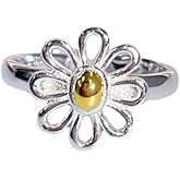 Izpack Cute Daisy Flower Statement Open Ring for Women 925 Sterling Silver Gold Silver Tone Flowers Adjustable Stacking Finger Bands Wedding Engagement Promise Rings Dainty Birthday Jewelry Gifts