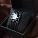 Ladies Water Resistant Leather Wrist Watch for Women - Female Vintage Black Band Silver Dial