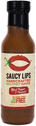Ghost Pepper &amp; Tamarind by Saucy Lips - All Natural Spicy Marinade &amp; Sauce (Low Carb, Gluten Free, Soy Free, Dairy Free, Nut Free) 12.75 oz