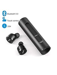 Auriculares inalámbricos True Wireless 5.0 Bluetooth auriculares mini a prueba de sudor deportivo 3D estéreo sonido auriculares in ear cancelación de ruido con micrófono integrado y funda de carga para iPhone iPad Android Smartphone