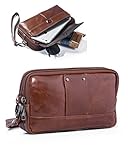 Hwin Phone Purse Horizontal Clutch Bag Men Handbag Waist Bag 7 Plus 8 Plus Holster Case Pouch Belt Case Phone Holster Leather Wallet Purse Carrying Case with Loop LG V20 S8 Plus S9 Plus+Keychain-Brown