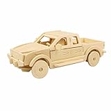 PONTE COLLECTION 3D Wooden Puzzle Building Kit Pickup Truck Car Model Wood Best Gift for Kids 23-pcs (Pickup Truck)