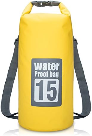 Dry Bag Backpack Roll Top Waterproof Floating Duffle Gear Bag with Adjustable Shoulder Straps for Boating Kayaking Fishing Rafting Camping Canoeing Water Sports 15L