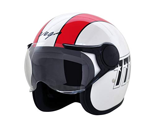 Vega Jet 777 Open Face Helmet (White and Red, L)