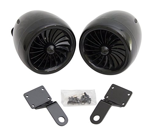 Shark-300-Watt-3-X-35-Inch-Marine-Grade-Motorcycle-Audio-Speakers-with-Mirror-Brackets-Waterproof-Black-Model-SPK2501