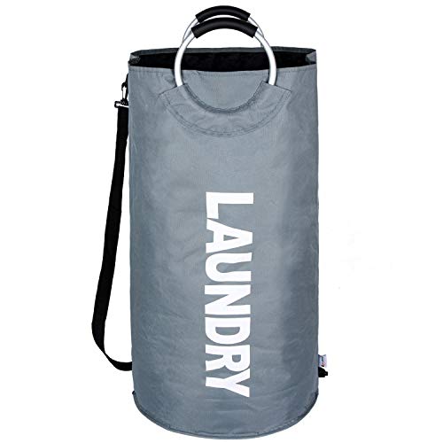 Clorso X-Large Laundry Basket Bundle with Small Bag for Delicates, Collapsible Fabric Laundry Hamper, Foldable Clothes Bag, Folding Washing Bin (Gray)