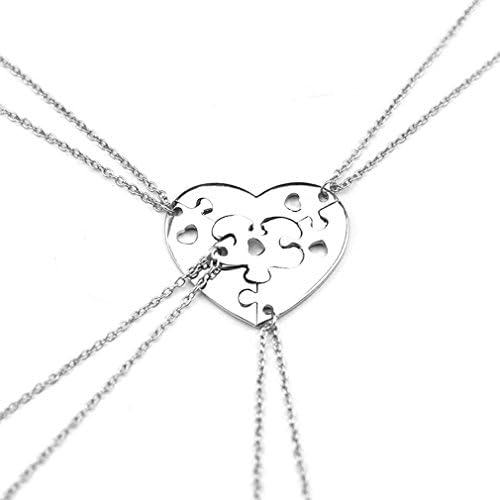 Hexawata Rhinestone Best Friends Sisters Split Heart Pendant Necklace for Birthday Gift