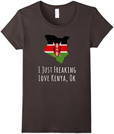 Women's I Just Freaking Love Kenya Ok Flag Country Pride Shirt XL Asphalt