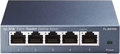 Tp-Link Switch Ethernet (Tl-Sg105) Gigabit 5 Rj45 Ports Metallique 10/100/1000 Mbps, Idéal Pour Étendre Le Réseau Câblé Pour Les Pme Et Les Bureaux À Domicile