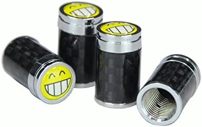 Eternalpower Carbon Fiber Valve Stem Caps "Laughing Face" DIY Metal Car Wheel Tire Stem Caps 4-pcs