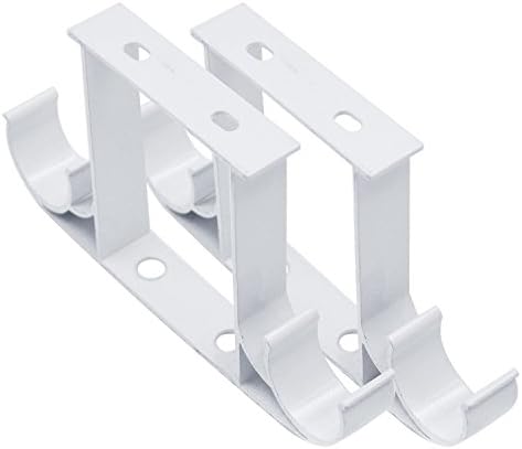 2 Pcs Roman Pole Curtain Rod Drapery Pole Ceiling Mounted Double Aluminum Alloy Bracket White