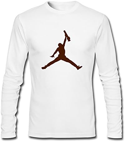 Jordan Logo With Bong Instead Of Ball Men's 100% Cotton Long Sleeve T-Shirt White Size XXL