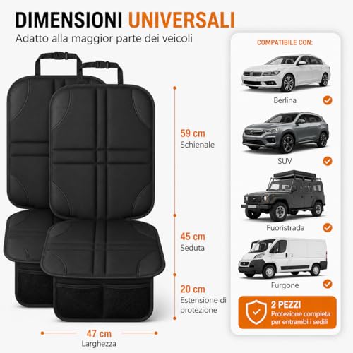 Generico Car Seat Protector, Universal Protective Car Seat Cover, Anti-Scratch and Dirt Resistant Seat Protector for Children, Pets and Daily Use