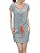 Allegra K Ladies Split Neck with Pockets Drawstring Mini Tee Dresses