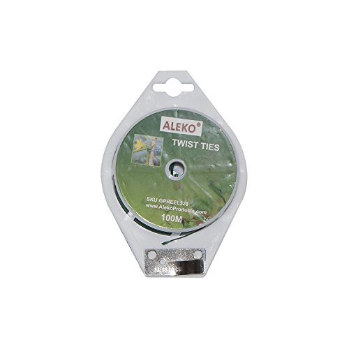 ALEKO Plastic Coated Twist Tie Roll with Cutter for Lawn & Garden, Green