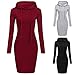 TOPUNDER Pullover Pocket Knee Length Slim Hoodie Dresses Casual Sweatshirt Dress Women