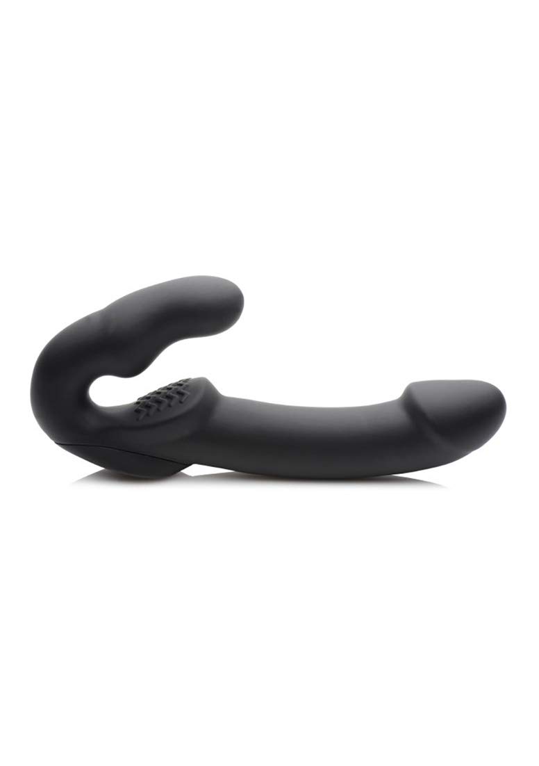 Evoke Rechargeable Vibrating Silicone Strapless Strap On- Black