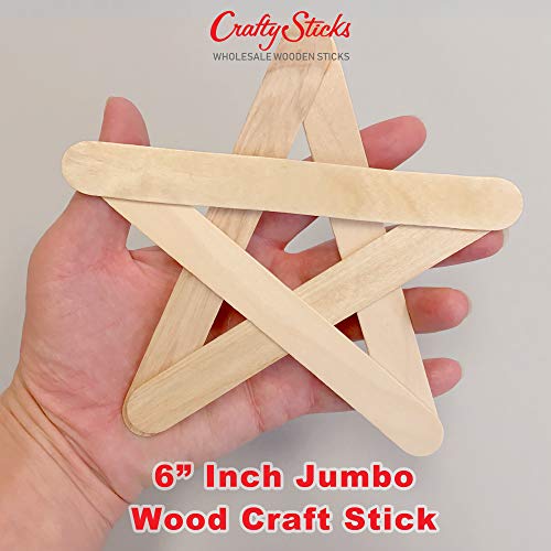 300 Sticks - Jumbo Wood Craft Popsicle Sticks 6 Inch -RED