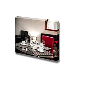 Canvas Wall Art - Dining Table with The Empty Coffee Cups and Glasses | Modern Home Art Canvas Prints Gallery Wrap Giclee Printing & Ready to Hang - 12" x 18"