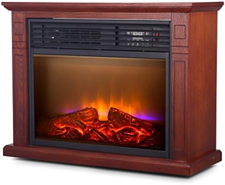 Wood Electric Fireplace with Digital LED Display Screen and Thermostat Heat Control.