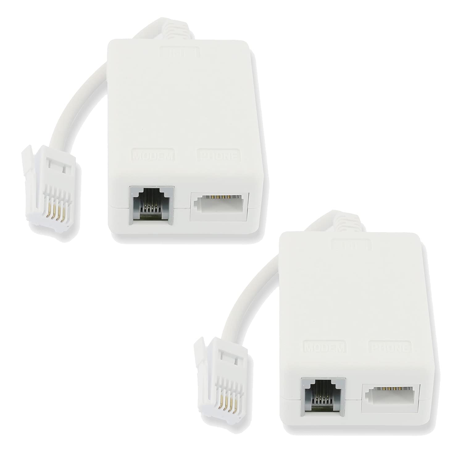 ADSL Broadband internet Filter Leaded Type White BT Sky Telephone adaptor BT Telephone ADSL Filter Adapter ADSL Microfilter | 1x BT Male - 1x BT Female Socket - 1x RJ11 Female