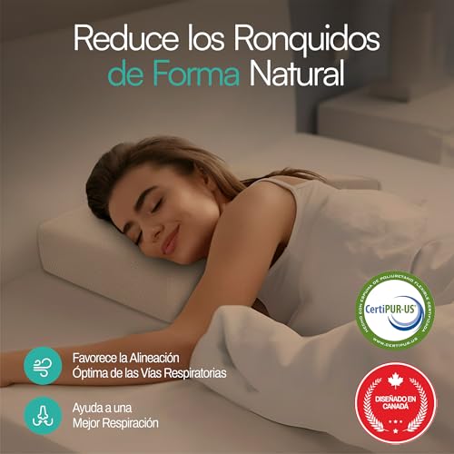 Pyramid Pillow – La original almohada antironquidos para dormir de lado, solución y remedio para ronquidos, almohada de espuma viscoelástica inclinada para apoyo de las vías respiratorias, almohada