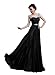 Dlfashion Women's Scoop Neck Sweep Train Beaded Chiffon Dress