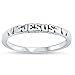 Oxford Diamond Co Engraved Jesus and Heart Band .925 Sterling Silver Ring Sizes 4-9