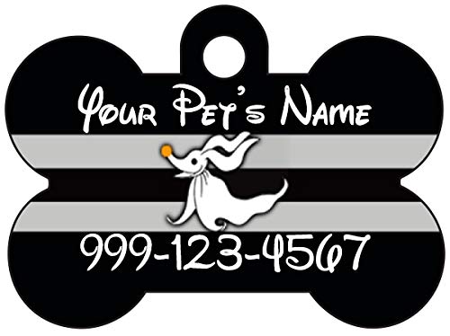 Disney Nightmare Before Christmas Zero Custom Pet Id Dog Tag Personalized for Your Pet (Black)