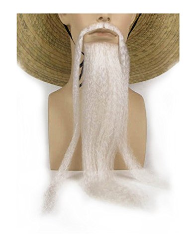 Men's Fu Manchu Beard and Adhesive Costume Accessory (White)