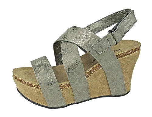 Pierre DumasWomen's Hester-5 Vegan Leather Strappy Wedge Sandals