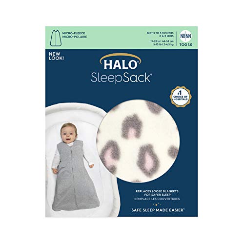 HALO Sleepsack 100 Polyester Wearable Blanket, TOG 1.0, Leopard Pink