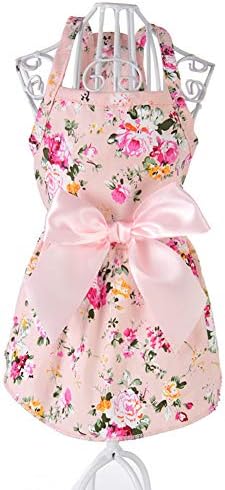 whatBYDs Cute Bowknot Dressing for Cat Dogs Flower Print Cotton Pet Dress Cat Dog Costume Outfit Clothes