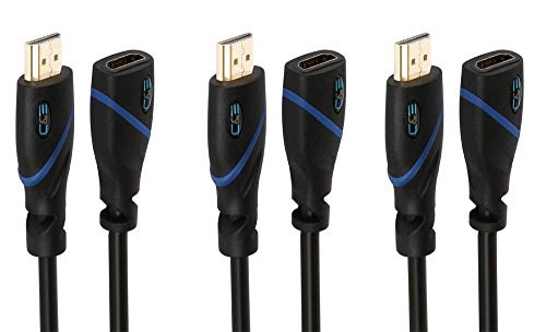 3 FT (0.9 M) High Speed HDMI Cable Male to Female with Ethernet Black (3 Feet/0.9 Meters) Supports 4K 30Hz, 3D, 1080p and Audio Return CNE524450 (3 Pack)