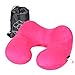 Hawkko Inflatable Travel Pillow U Shaped for airplane, Head/ Chin/ Neck Support Cushion, Velvet Super Soft Neck Pillow, Lightweight/ Compact/ Portable (Rose)